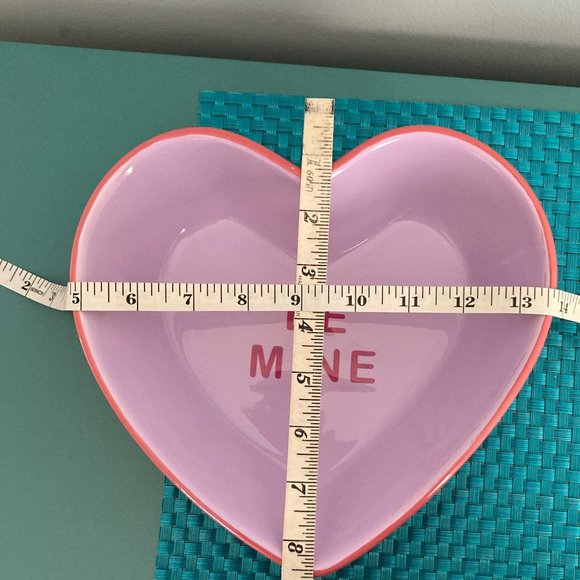 Heart Shaped Nesting Bowls 3 Pc Set Ceramic Purple Pink Green - Picture 8 of 14